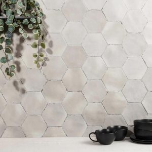 Shower | 1 sq. ft. Sasha Hex Tiberio Taupe 6″ Matte Porcelain Hexagon Tile Taupe Backsplash & Kitchen Backsplash & Kitchen