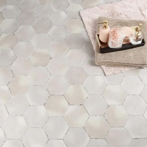 Shower | 1 sq. ft. Sasha Hex Tiberio Taupe 6″ Matte Porcelain Hexagon Tile Taupe Backsplash & Kitchen Backsplash & Kitchen