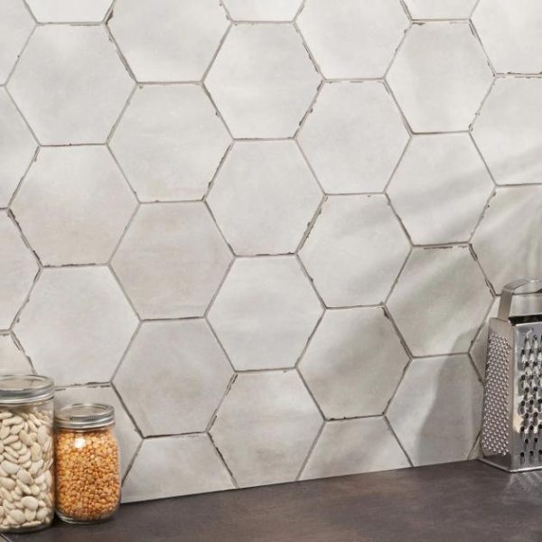 Shower | 1 sq. ft. Sasha Hex Tiberio Taupe 6″ Matte Porcelain Hexagon Tile Taupe Backsplash & Kitchen Backsplash & Kitchen