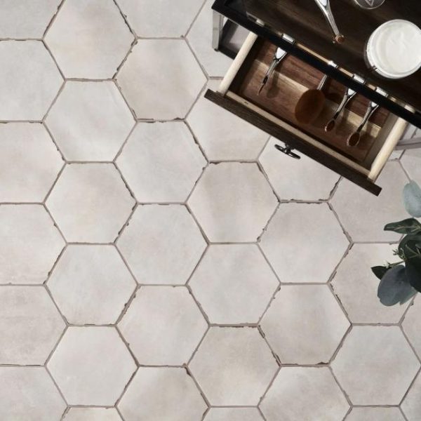 Shower | 1 sq. ft. Sasha Hex Tiberio Taupe 6″ Matte Porcelain Hexagon Tile Taupe Backsplash & Kitchen Backsplash & Kitchen