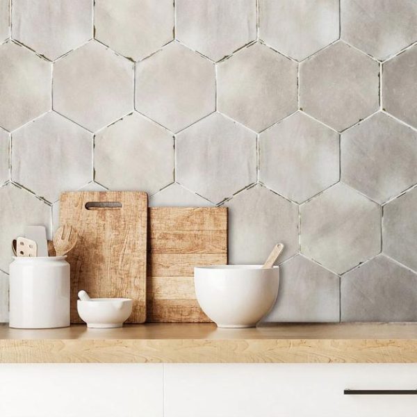 Shower | 1 sq. ft. Sasha Hex Tiberio Taupe 6″ Matte Porcelain Hexagon Tile Taupe Backsplash & Kitchen Backsplash & Kitchen