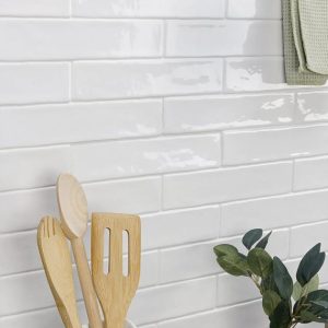 Shower | 1 sq. ft. Seaport Arctic White 2×10 Polished Ceramic Subway Wall Tile Arctic Backsplash & Kitchen Arctic