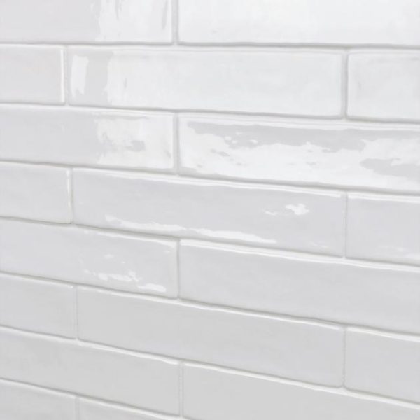 Shower | 1 sq. ft. Seaport Arctic White 2×10 Polished Ceramic Subway Wall Tile Arctic Backsplash & Kitchen Arctic