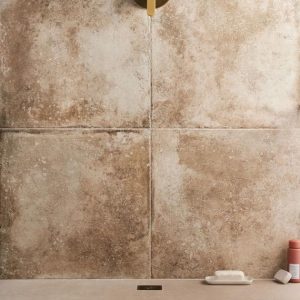 Shower | 1 sq. ft. Seville Delfi Dark Beige 24×24 Travertine Look Matte Porcelain Tile Delfi Bathroom Bathroom