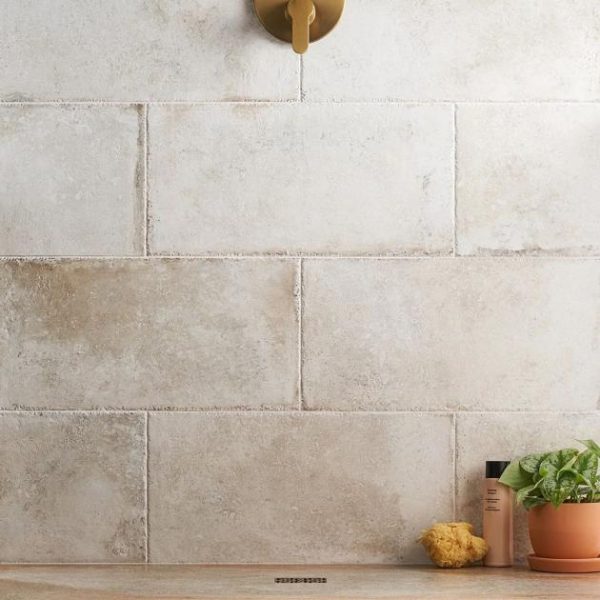 Shower | 1 sq. ft. Seville Olimpia White 12×24 Travertine Look Matte Porcelain Tile Olimpia Bathroom Bathroom