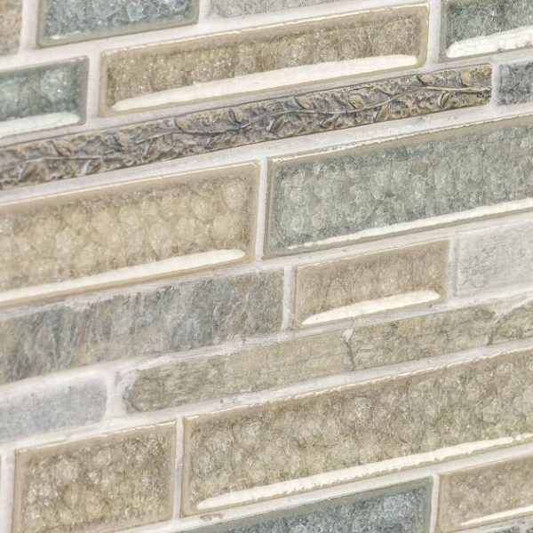 Shower | 1 sq. ft. Shangri-La Green Quartz Random Brick Polished Marble & Glass Tile Green Quartz Bathroom Bathroom