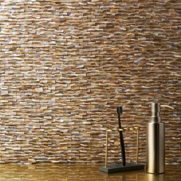 Shower | 1 sq. ft. South Seas Pearl 3D Brick Pattern Polished Mosaic Tile 3D Brick Backsplash & Kitchen 3D Brick