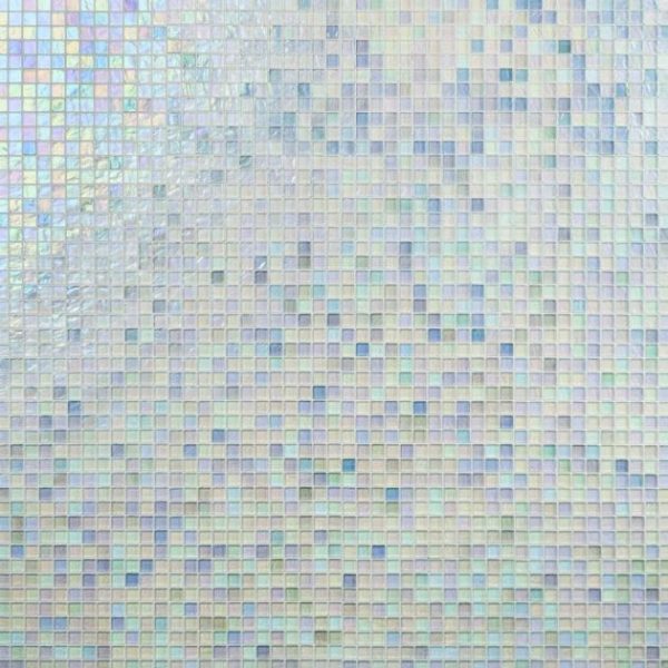 Shower | 1 sq. ft. Splash Glacier White 1×1 Polished Glass Mosaic Tile Glacier Bathroom Bathroom