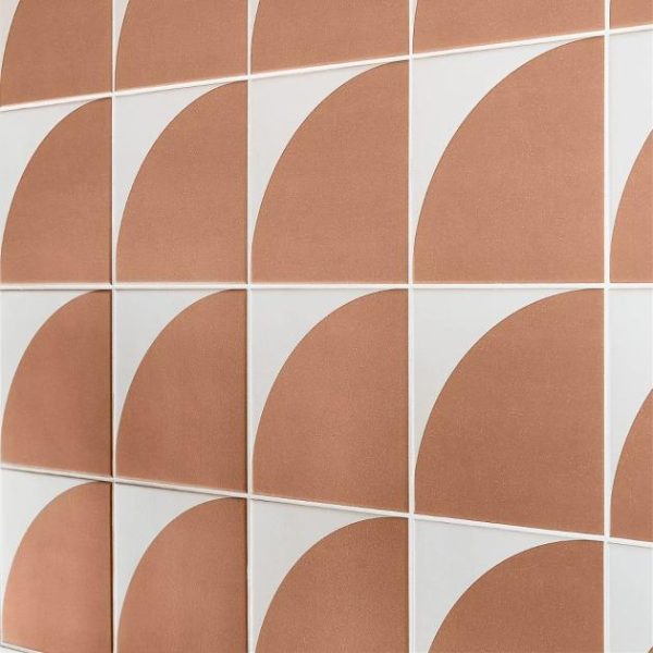 Shower | 1 sq. ft. Stacy Garcia Maddox Deco Floor Terracotta 8×8 Matte Porcelain Tile Deco Terracotta Bathroom Bathroom