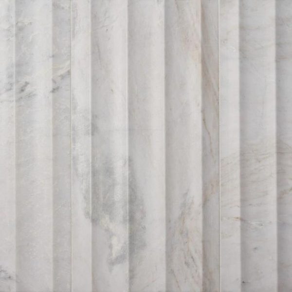 Shower | 1 sq. ft. Stonework Fluted Alaska White 12×24 3D Honed Marble Tile Fluted Alaska White Shower Fluted Alaska White