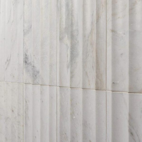 Shower | 1 sq. ft. Stonework Fluted Alaska White 12×24 3D Honed Marble Tile Fluted Alaska White Shower Fluted Alaska White