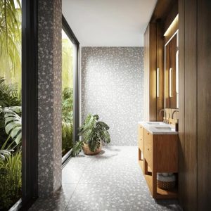 Shower | 1 sq. ft. Terrazzo Italy Sacra Grigio Gray 24×24 Honed Terrazzo Tile Grigio Shower Grigio