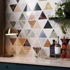 Shower | 1 sq. ft. Valerie Multicolor 6″ Triangle Polished Marble Mosaic Tile Valerie Shower Shower