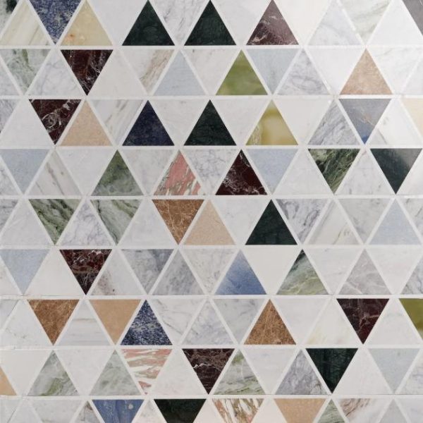 Shower | 1 sq. ft. Valerie Multicolor 6″ Triangle Polished Marble Mosaic Tile Valerie Shower Shower