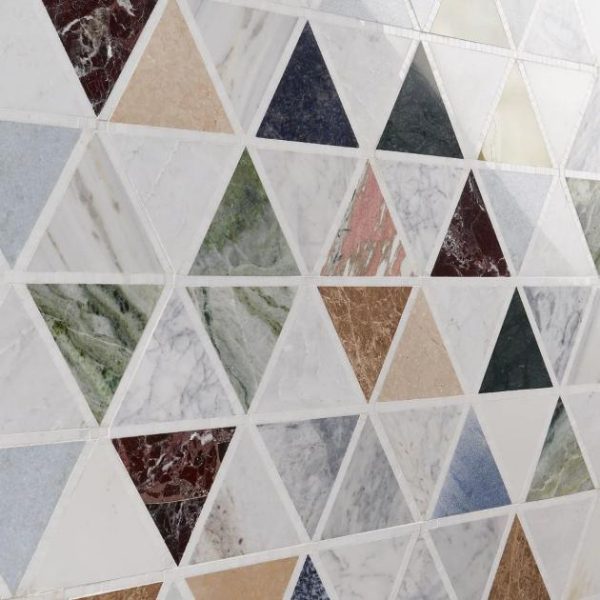 Shower | 1 sq. ft. Valerie Multicolor 6″ Triangle Polished Marble Mosaic Tile Valerie Shower Shower