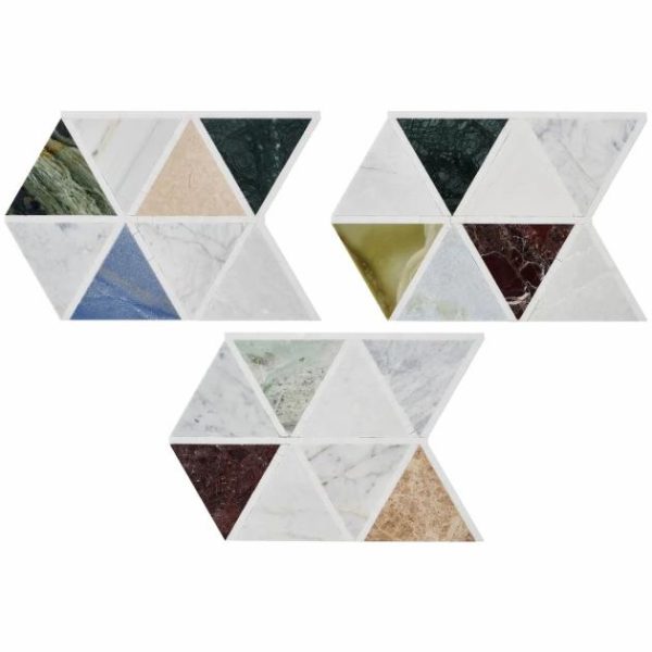 Shower | 1 sq. ft. Valerie Multicolor 6″ Triangle Polished Marble Mosaic Tile Valerie Shower Shower