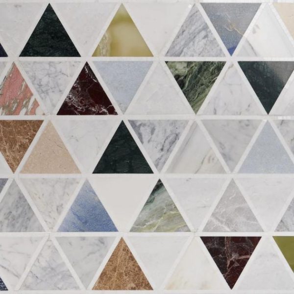 Shower | 1 sq. ft. Valerie Multicolor 6″ Triangle Polished Marble Mosaic Tile Valerie Shower Shower