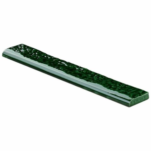 Shower | 1 sq. ft. Wabi Sabi Emerald Green 1.5×9 Crackled Glossy Ceramic Bullnose Emerald Green Shower Emerald Green