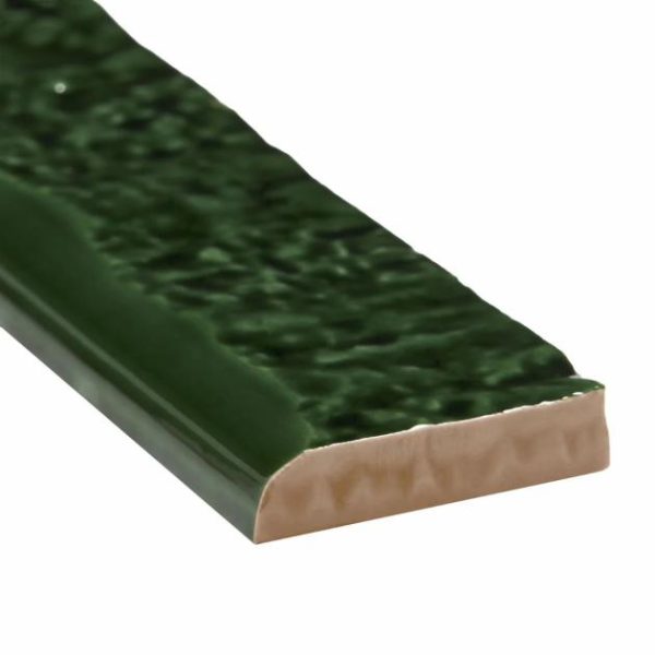 Shower | 1 sq. ft. Wabi Sabi Emerald Green 1.5×9 Crackled Glossy Ceramic Bullnose Emerald Green Shower Emerald Green