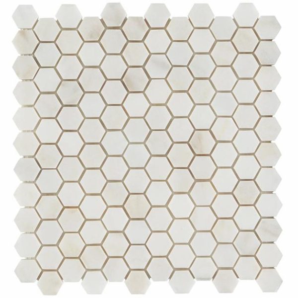 Shower | 1 sq. ft. White Jade 1″ Hexagon Polished Marble Mosaic 1 Backsplash & Kitchen 1