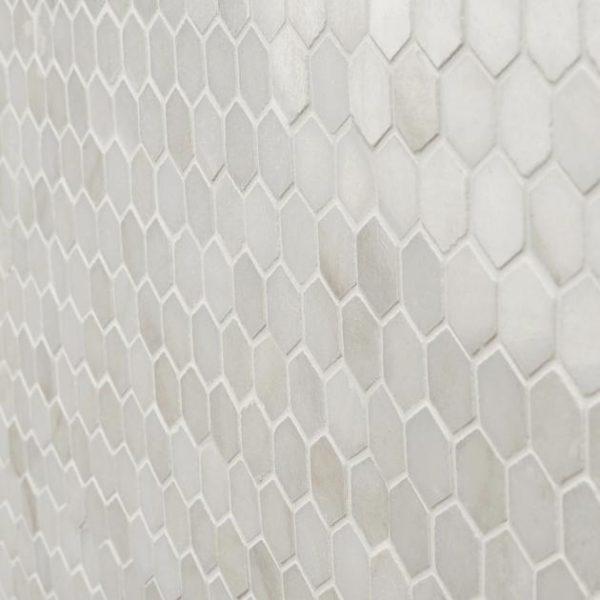 Shower | 1 sq. ft. White Jade 1″ Hexagon Polished Marble Mosaic 1 Backsplash & Kitchen 1