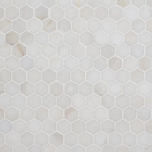 Shower | 1 sq. ft. White Jade 1″ Hexagon Polished Marble Mosaic 1 Backsplash & Kitchen 1