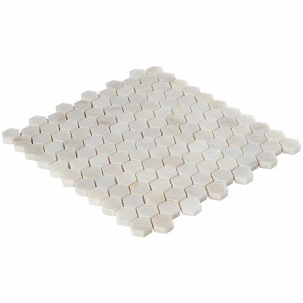 Shower | 1 sq. ft. White Jade 1″ Hexagon Polished Marble Mosaic 1 Backsplash & Kitchen 1