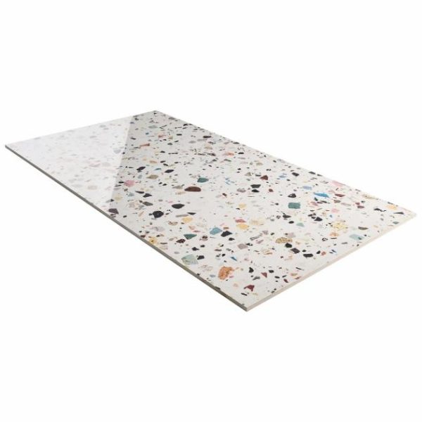 Wall Tiles | 1 sq. ft. Bejeweled White Multicolor 24×48 Terrazzo Look Polished Porcelain Tile White Multicolor Backsplash & Kitchen Backsplash & Kitchen