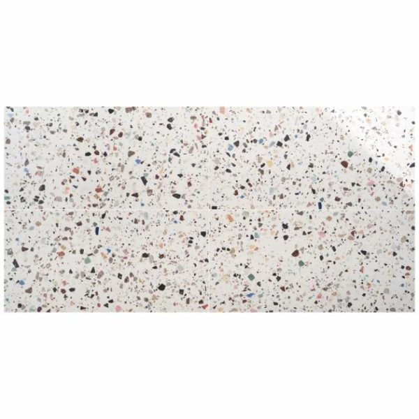 Wall Tiles | 1 sq. ft. Bejeweled White Multicolor 24×48 Terrazzo Look Polished Porcelain Tile White Multicolor Backsplash & Kitchen Backsplash & Kitchen