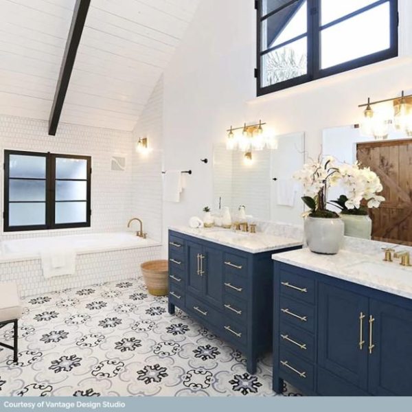 Wall Tiles | 1 sq. ft. Bella Met 9×9 Blue & White Matte Porcelain Tile Met Bathroom Bathroom