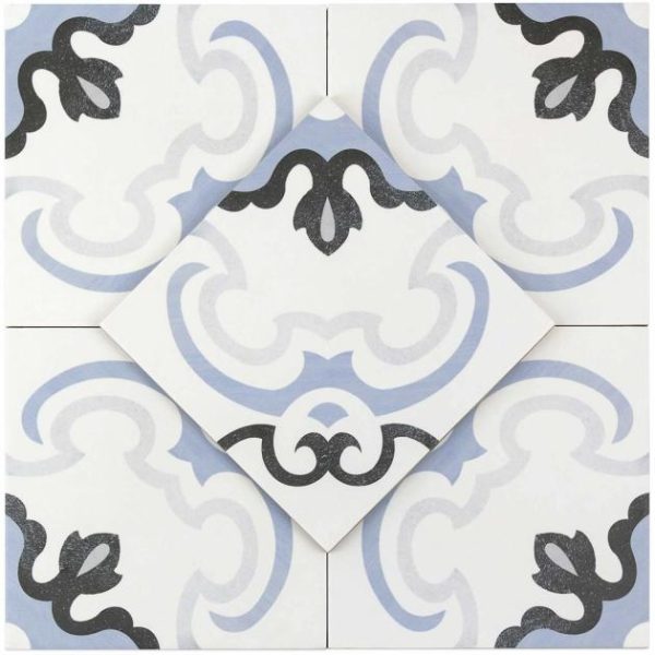 Wall Tiles | 1 sq. ft. Bella Met 9×9 Blue & White Matte Porcelain Tile Met Bathroom Bathroom