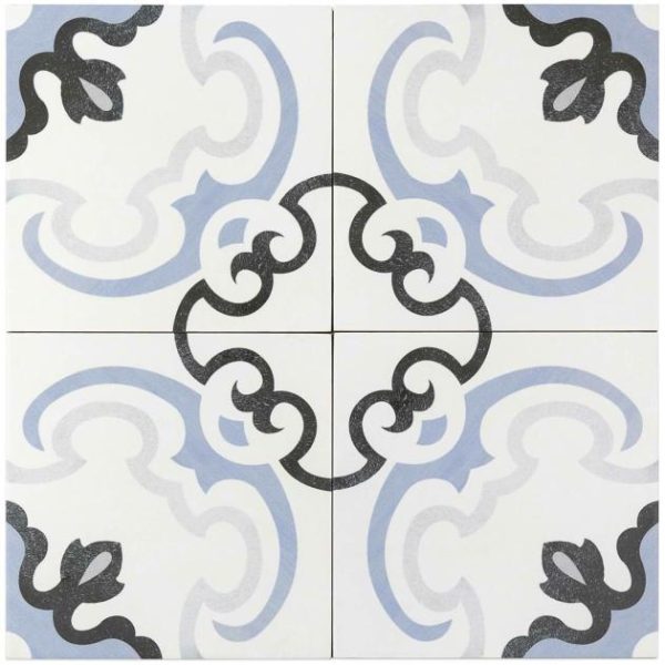 Wall Tiles | 1 sq. ft. Bella Met 9×9 Blue & White Matte Porcelain Tile Met Bathroom Bathroom