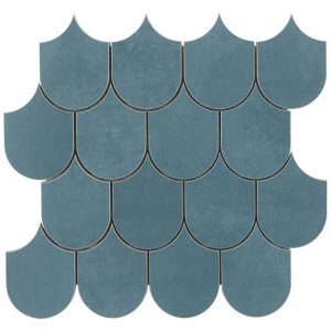 Wall Tiles | 1 sq. ft. Bond Indio Blue Fishscale Plume Matte Porcelain Mosaic Tile Indio Backsplash & Kitchen Backsplash & Kitchen