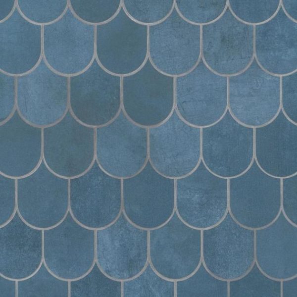 Wall Tiles | 1 sq. ft. Bond Indio Blue Fishscale Plume Matte Porcelain Mosaic Tile Indio Backsplash & Kitchen Backsplash & Kitchen