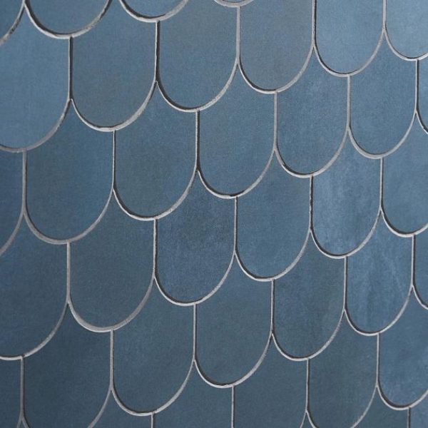 Wall Tiles | 1 sq. ft. Bond Indio Blue Fishscale Plume Matte Porcelain Mosaic Tile Indio Backsplash & Kitchen Backsplash & Kitchen