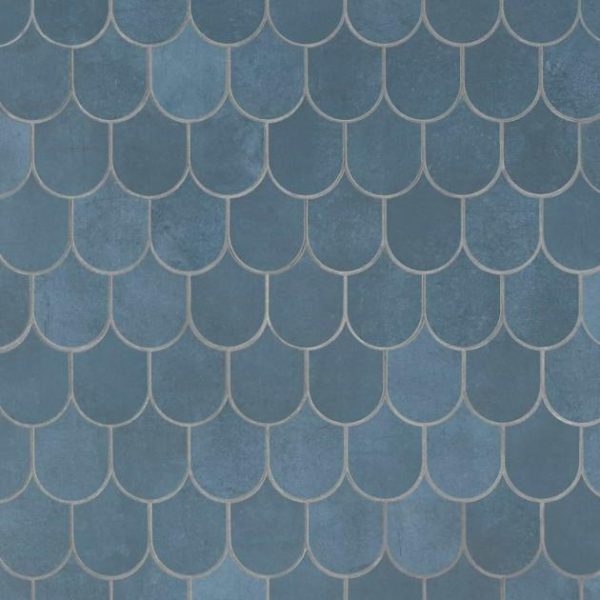 Wall Tiles | 1 sq. ft. Bond Indio Blue Fishscale Plume Matte Porcelain Mosaic Tile Indio Backsplash & Kitchen Backsplash & Kitchen