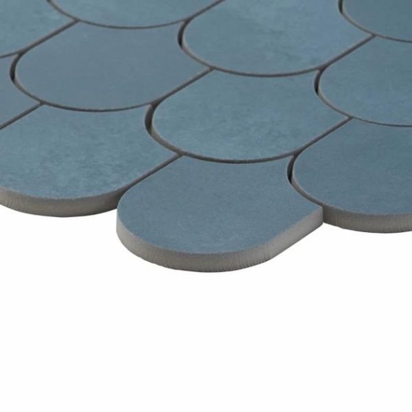 Wall Tiles | 1 sq. ft. Bond Indio Blue Fishscale Plume Matte Porcelain Mosaic Tile Indio Backsplash & Kitchen Backsplash & Kitchen