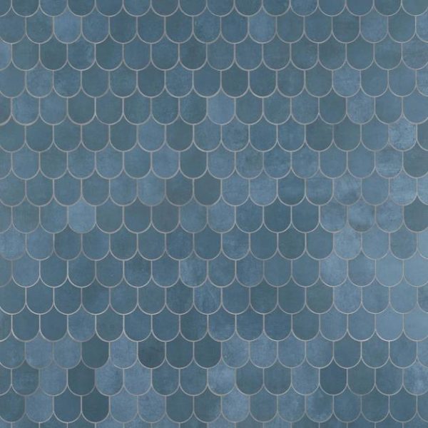 Wall Tiles | 1 sq. ft. Bond Indio Blue Fishscale Plume Matte Porcelain Mosaic Tile Indio Backsplash & Kitchen Backsplash & Kitchen