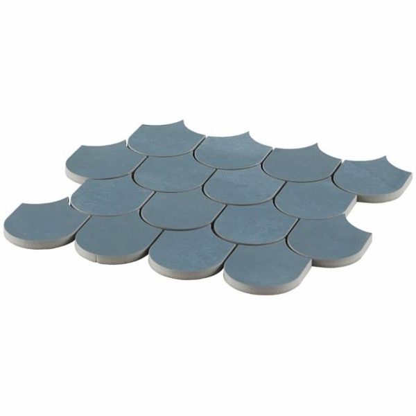 Wall Tiles | 1 sq. ft. Bond Indio Blue Fishscale Plume Matte Porcelain Mosaic Tile Indio Backsplash & Kitchen Backsplash & Kitchen