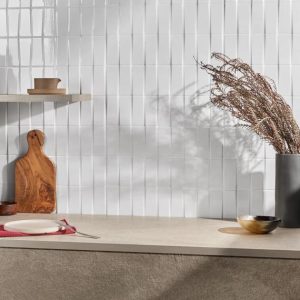 Wall Tiles | 1 sq. ft. Colorplay Steps White 4.5×18 3D Crackled Glossy Ceramic Tile White Backsplash & Kitchen Backsplash & Kitchen