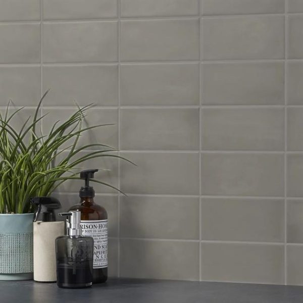 Wall Tiles | 1 sq. ft. Comb Cemento 4X8 Matte Ceramic Wall Tile Gray Bathroom Bathroom