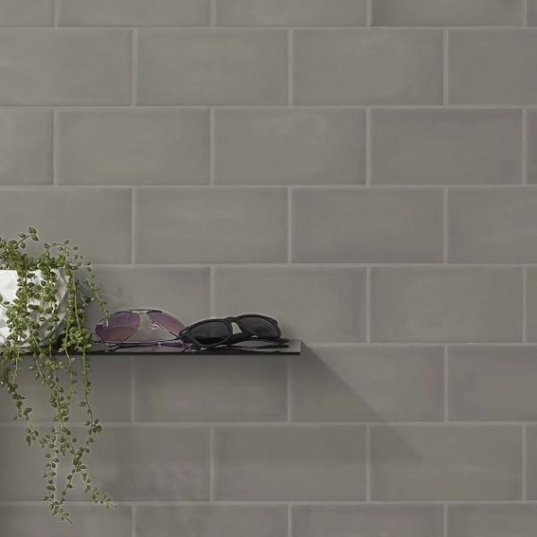 Wall Tiles | 1 sq. ft. Comb Cemento 4X8 Matte Ceramic Wall Tile Gray Bathroom Bathroom