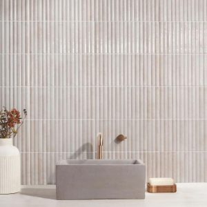 Wall Tiles | 1 sq. ft. Curve Fluted White 6×12 3D Glossy Ceramic Tile White Backsplash & Kitchen Backsplash & Kitchen