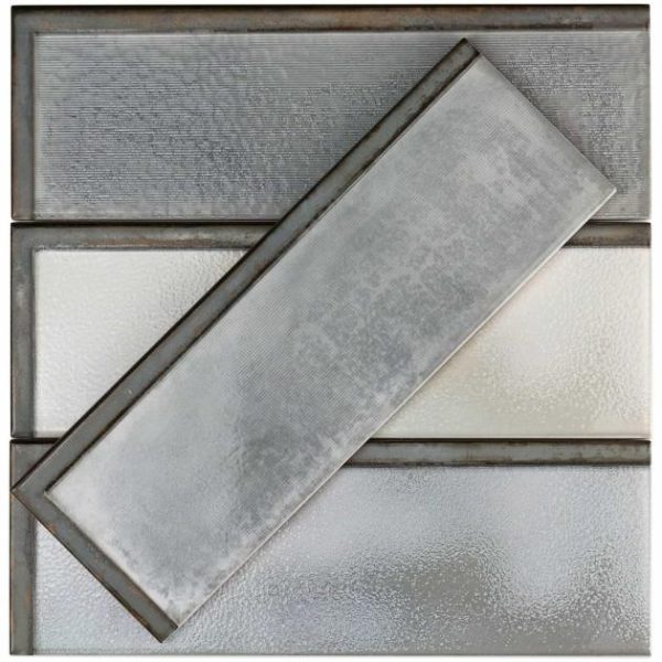 Wall Tiles | 1 sq. ft. Diesel Industrial Steel Dark Gray 4×12 Glossy Ceramic Subway Tile Steel Bathroom Bathroom