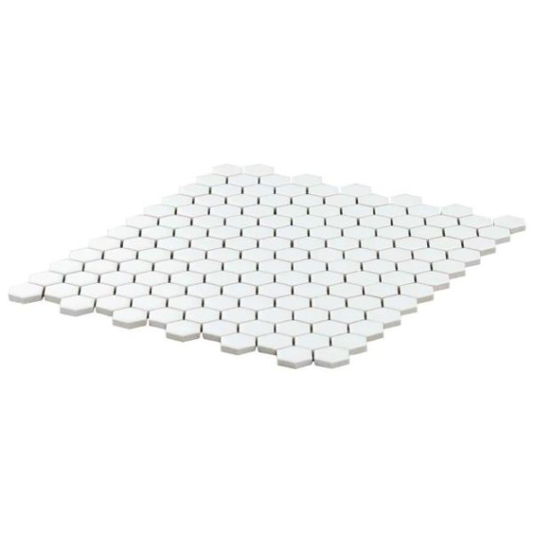 Wall Tiles | 1 sq. ft. Eden White 1″ Hexagon Matte Porcelain Mosaic Matte White Bathroom Bathroom