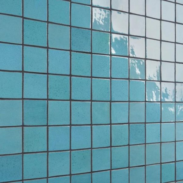 Wall Tiles | 1 sq. ft. Emery Blue 4×4 Square Handmade Crackled Glossy Terracotta Tile Blue Backsplash & Kitchen Backsplash & Kitchen