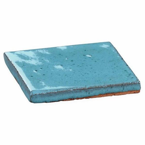 Wall Tiles | 1 sq. ft. Emery Blue 4×4 Square Handmade Crackled Glossy Terracotta Tile Blue Backsplash & Kitchen Backsplash & Kitchen