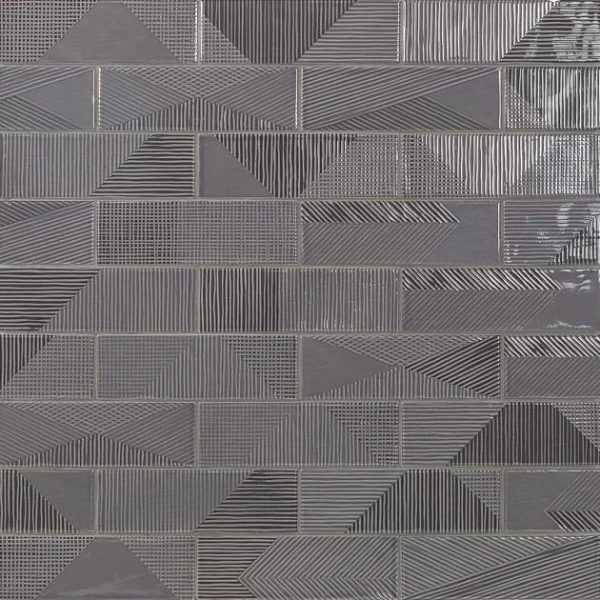 Wall Tiles | 1 sq. ft. Enigma Graphite Gray 2×8 Polished Textured Ceramic Wall Tile Graphite Backsplash & Kitchen Backsplash & Kitchen