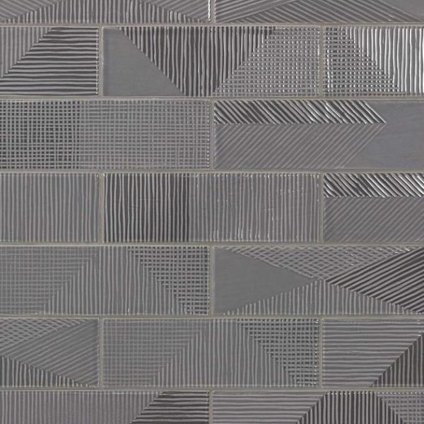 Wall Tiles | 1 sq. ft. Enigma Graphite Gray 2×8 Polished Textured Ceramic Wall Tile Graphite Backsplash & Kitchen Backsplash & Kitchen