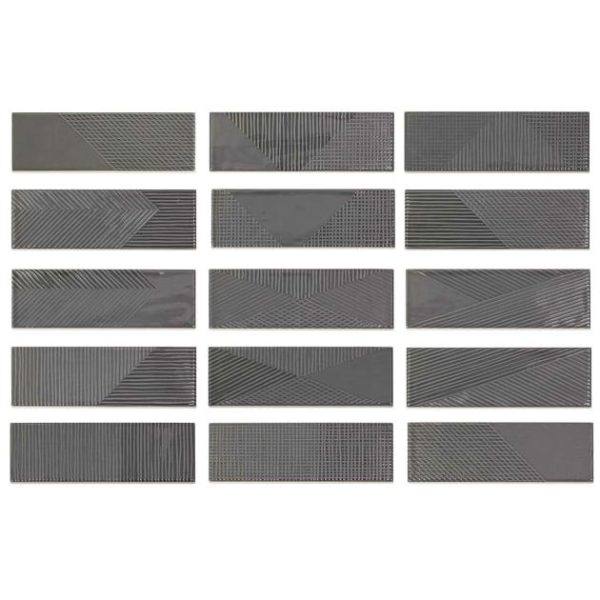 Wall Tiles | 1 sq. ft. Enigma Graphite Gray 2×8 Polished Textured Ceramic Wall Tile Graphite Backsplash & Kitchen Backsplash & Kitchen